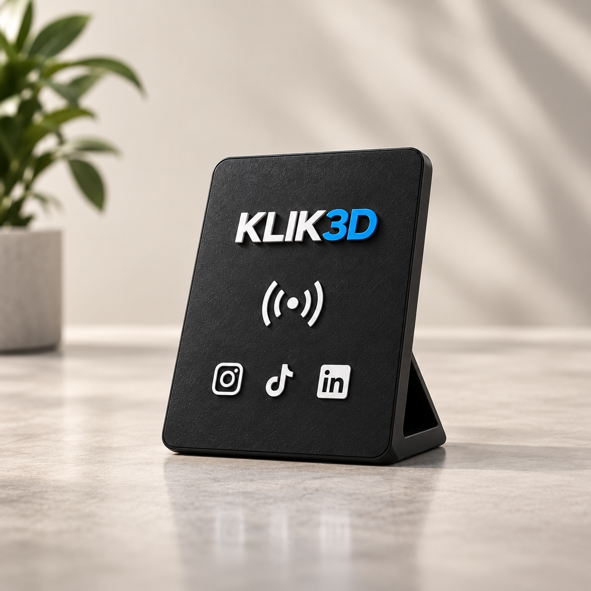 Branded KLIK3D NFC stand for hospitality