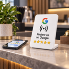 KLIK Review used at a cafe counter