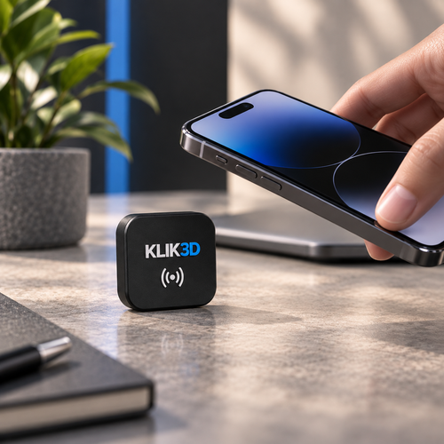 KLIK Mini being tapped with a phone